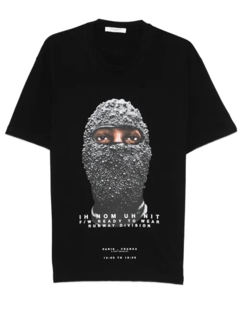 Ih Nom Uh Nit Black Short-Sleeve Graphic Tee with Embellished Mask Print
